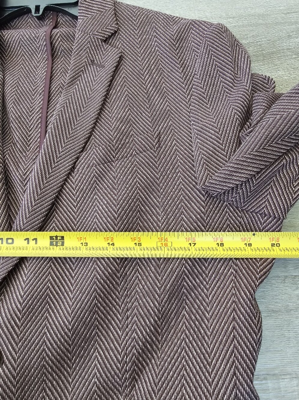 JF J.Ferrar Burgundy Herringbone Slim Fit Blazer Blazer Jacket - Size M (38/40S) - Picture 11 of 16
